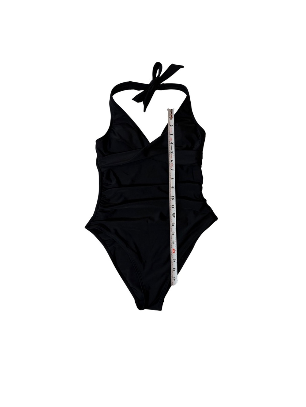 Cupshe.Black One Piece Swimsuit Size S Halter Ruched Elegant Swimwear. - Picture 3 of 5